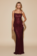 Eden | Dames Mouwloze Pailletten Glitter Maxi Bruids Gast Jurk