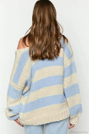 Elaina | Dames Oversized Gestreepte Gebreide Off Shoulder Trui