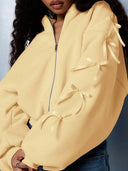 Eleanora | Vrouwen Boog Hoge Hals Lange Mouw Drop Shoulder Rits Trui