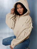 Eleanora | Vrouwen Boog Hoge Hals Lange Mouw Drop Shoulder Rits Trui