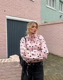 Elise | Dames Polka Dot Hoge Hals Puff Mouw Jacket