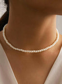 Emani | Dames Parelsnoer Enkele Streng Korte Kraag Ketting