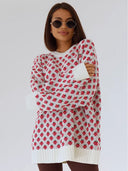 Emery | Dames Oversized Trui met Aardbeienprint