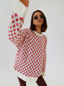 Emery | Dames Oversized Trui met Aardbeienprint