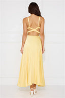 Alessandra | Geel geplooide maxi-jurk