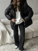 Esther | Dames Pufferjack met Koord in de Taille en Kap