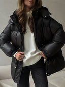 Esther | Dames Pufferjack met Koord in de Taille en Kap