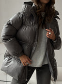 Esther | Dames Pufferjack met Koord in de Taille en Kap