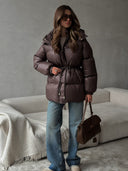 Esther | Dames Pufferjack met Koord in de Taille en Kap