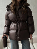 Esther | Dames Pufferjack met Koord in de Taille en Kap