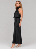 Eudora | Dames Mouwloze Halter Drapé Midi Herfst Bruiloft Gastjurk
