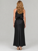 Eudora | Dames Mouwloze Halter Drapé Midi Herfst Bruiloft Gastjurk