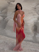Faye | Oranje maxi-jurk met spaghettibandjes