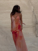 Faye | Oranje maxi-jurk met spaghettibandjes