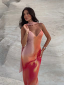 Faye | Oranje maxi-jurk met spaghettibandjes
