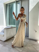 Felicity | Dames Eén-Schouder Geplooide Maxi Bruidsgast Jurk