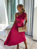 Felicity | Dames Eén-Schouder Geplooide Maxi Bruidsgast Jurk