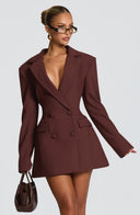 Finley | Vrouwen Gestructureerde Dubbelzijdige Mini Elegante Blazer Jurk