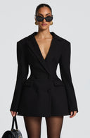 Finley | Vrouwen Gestructureerde Dubbelzijdige Mini Elegante Blazer Jurk
