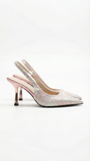 Frida | Dames Geweven Puntige Slingback Hak Sandalen