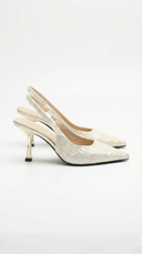 Frida | Dames Geweven Puntige Slingback Hak Sandalen