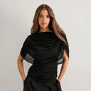 Gemma | Dames Draped Cowl Neck Cap Sleeve Zomerfeest Top