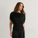 Gemma | Dames Draped Cowl Neck Cap Sleeve Zomerfeest Top