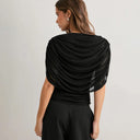 Gemma | Dames Draped Cowl Neck Cap Sleeve Zomerfeest Top