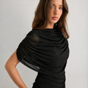 Gemma | Dames Draped Cowl Neck Cap Sleeve Zomerfeest Top