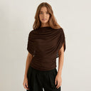 Gemma | Dames Draped Cowl Neck Cap Sleeve Zomerfeest Top