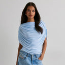 Gemma | Dames Draped Cowl Neck Cap Sleeve Zomerfeest Top