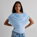 Gemma | Dames Draped Cowl Neck Cap Sleeve Zomerfeest Top