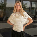 Gemma | Dames Draped Cowl Neck Cap Sleeve Zomerfeest Top