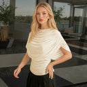 Gemma | Dames Draped Cowl Neck Cap Sleeve Zomerfeest Top