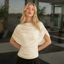 Gemma | Dames Draped Cowl Neck Cap Sleeve Zomerfeest Top