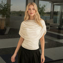 Gemma | Dames Draped Cowl Neck Cap Sleeve Zomerfeest Top