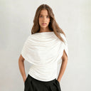 Gemma | Dames Draped Cowl Neck Cap Sleeve Zomerfeest Top