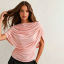 Gemma | Dames Draped Cowl Neck Cap Sleeve Zomerfeest Top