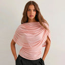 Gemma | Dames Draped Cowl Neck Cap Sleeve Zomerfeest Top