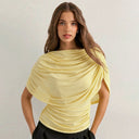 Gemma | Dames Draped Cowl Neck Cap Sleeve Zomerfeest Top