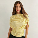 Gemma | Dames Draped Cowl Neck Cap Sleeve Zomerfeest Top