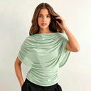 Gemma | Dames Draped Cowl Neck Cap Sleeve Zomerfeest Top