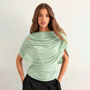 Gemma | Dames Draped Cowl Neck Cap Sleeve Zomerfeest Top