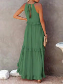 Gabriella | Dames Tiered Ruffle Trim Mouwloze Maxi Zomerjurk