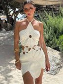 Hailey | Dames Halter Nek Haak Mini Jurk