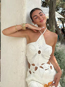 Hailey | Dames Halter Nek Haak Mini Jurk