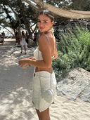 Hailey | Dames Halter Nek Haak Mini Jurk