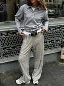 Haisley | Dames Hoge Taille Pailletten Wijde Pantalon Glitter