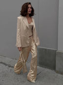 Haisley | Dames Hoge Taille Pailletten Wijde Pantalon Glitter