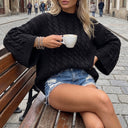Halo | Dames Mock Neck Langsleeve Kabelgebreide Trui